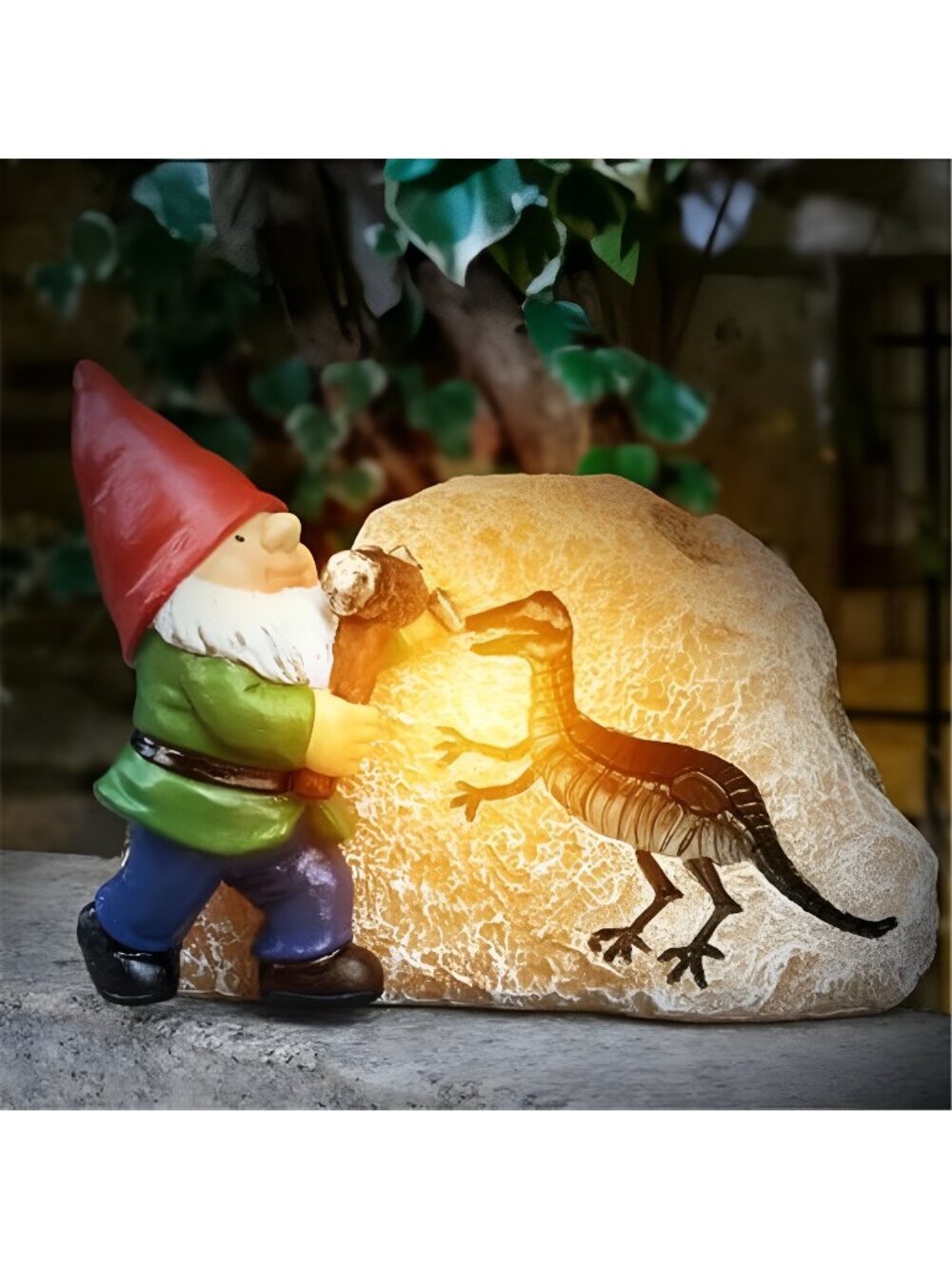 Garden Gnome Statues-Solar Gnomes Statues-Outdoor Gnome Figurine Decor Dinosaur